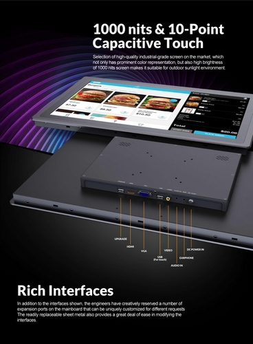 1000 nits and 10-point capacitive touch