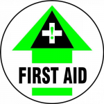 Slip-Gard 17" Adhesive Vinyl Floor Sign: "First Aid"