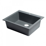 24" Drop-In Single Bowl Kitchen Sink, Titanium