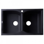 32" Drop-In Double Bowl Kitchen Sink, Black