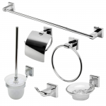 6 Piece Matching Bathroom Accessory Set, Polished