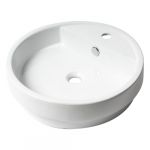 19" Round Semi Recessed Ceramic Sink with Faucet Hole
