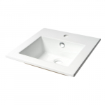17" Square Drop In Ceramic Sink with Faucet Hole, White
