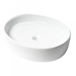 22" Oval Above Mount Ceramic Sink with Faucet Hole, White