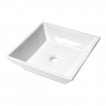17" Square Above Mount Ceramic Sink, White