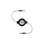 Retractable Mini-Stereo Cable, Black 4.5ft