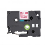 1" Red Print on White Label Tape