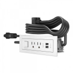 Power Center, 2-Outlets, 2-USB, White, 6ft Cord