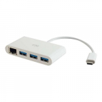 USB-C to Ethernet Adapter with 3-Port USB-A Hub, White
