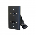 Single-Gang Wall Plate with Dual HDMI Pigtails, Black