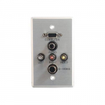 Wall Plate, VGA 3.5mm, Stereo Audio, Brushed Aluminum