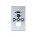 Wall Plate, 3.5mm, Video, Stereo Audio, Aluminum