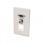 Wall Plate, 3.5mm Audio, Keystone, Brushed Aluminum