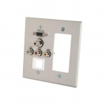 Wall Plate, 3.5mm, RCA Audio Video, Brushed Aluminum