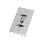 Wall Plate, HD15 VGA, 3.5mm Audio, Brushed Aluminum