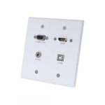 Wall Plate, HDMI, VGA, Transmitter with USB, White