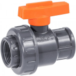 1" Single Union PVC Ball Valve FNPT Orange