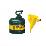 Steel Safety Can for Oil, 2 Gallon, Green, Funnel
