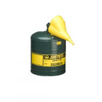 Steel Safety Can for Oil, 5 Gallon, Green, Funnel