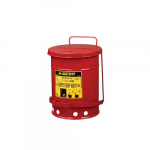 Oily Waste Can, 6 Gallon, Self-Closing Cover, Red