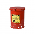 Oily Waste Can, 6 Gallon, Hand-Operated Cover, Red