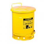 Oily Waste Can, 10 Gallon, Foot-Operated Cover, Yellow