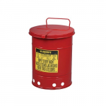 Oily Waste Can, 10 Gallon, Hand-Operated Cover, Red