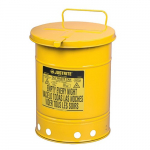Oily Waste Can, 10 Gallon, Hand-Operated Cover, Yellow