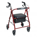 Walkabout Basic Four-Wheel Rollator, Red