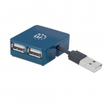 USB 2.0 4-Port Bus Power Micro Hub, Blue