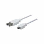 USB Type A to Micro-B M M Cable, White, 6ft
