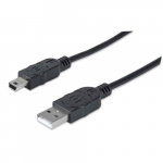 USB 2.0 Type-A Male to Mini-B Male 480 Mbps 6' Cable