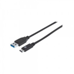 USB Type C to Type A M F Cable, Black, 1m