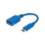 USB Type C to Type A M F Cable, Blue, 6"