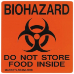 Red Non-Adhesive 5" x 5" Cling "Biohazard"