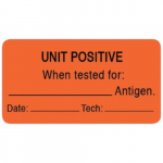 Red 1.625" x 0.875" Blood Bank Label "Unit Positive"