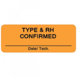 Orange 2" x 0.75" Label "Type and RH Confirmed"