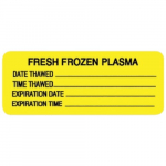 Yellow 2.25" x 0.875" Label "Fresh Frozen Plasma"