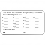 White 3" x 1.625" Blood Bank Label "Antigen Testing"