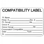 White 3" x 2" Blood Bank Label "Compatibility"