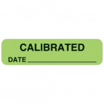 Green 1.25" x 0.31" Calibration Label "Calibrated"