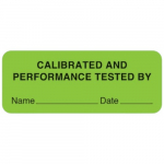 Label "Calibrated and Performance Tested By"