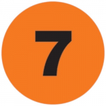 Orange 1" Lot Signal Label, Number "7"