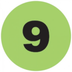 Light Green 1" Lot Signal Label, Number "9"