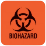 Fluorescent Red 1" x 1" Biohazard Warning Label