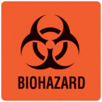 Fluorescent Red 3" x 3" Biohazard Warning Label