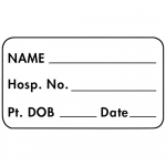 "Name/DOB/Date" Phlebotomy/Specimen Receiving Label