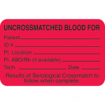 "Uncrossmatched Blood" Labels Red