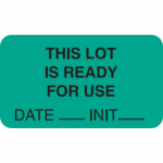 "This Lot Is Ready For Use" Labels Green 1.75"W x 1"H