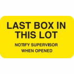 "Last Box In This Lot" Labels 1.75"W x 1"H Yellow